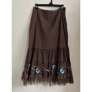 Clues Tiered Maxi Skirt 10 Tulle Cowgirl Western Cottagecore Festival Ruffle